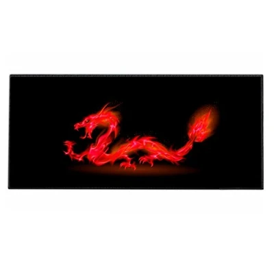 Abbildung von Silent Monsters Mauspad XXL 900 x 400 mm großes Mousepad Drache rot Vernähter Rand rutschfest für Gaming Büro Office Homeoffice Tastatur 90 40 cm groß Mouse Pad Mat alle Maus Arten
