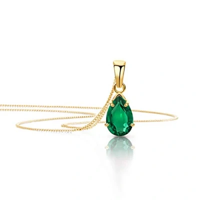 Abbildung von Orovi schmuck Damen Tropfen Kette Gold mit Ketttenanhänger Edelstein/Geburtsstein Smaragd in grün klassische Halskette aus Gelbgold 9 Karat / 375 Edelstein