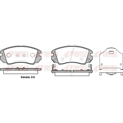 Abbildung von REMSA 0953.22 Bremsbelagsatz Vorderachse inkl. Verschleißwarnkontakt mit Klebefolie Zubehör HYUNDAI: Tucson, Coupe II, Sonata V, KIA: Optima / K5
