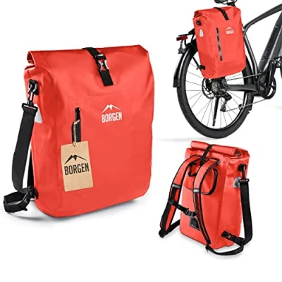 Abbildung von Borgen 3in1 Fahrradtasche für Gepäckträger wasserdicht Verstärkte Träger (Neuerung 2023) Verwendbar als Fahrradrucksack, Gepäckträgertasche, und Rucksack