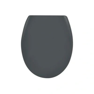 Abbildung von spirella Premium Toilettendeckel oval Klodeckel mit Quick Release Funktion und Softclose Absenkautomatik. Antibakterielle Klobrille aus Duroplast rostfreiem Edelstahl abnehmbar Grau