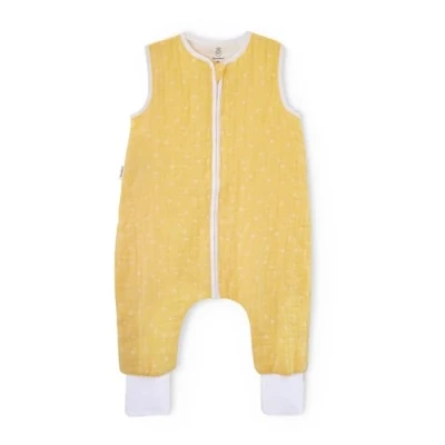 Abbildung von Ehrenkind® Baby Sommerschlafsack mit Füßen Musselin aus weicher OEKO TEX zertifizierter Bio Baumwolle Sommer Schlafsack 1 TOG Gr. 80 Farbe Vanille Weiße Pusteblume