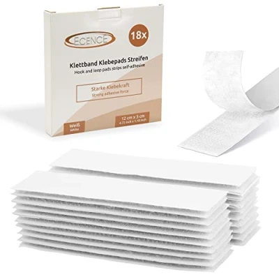 Abbildung von ECENCE 18x Klettband selbstklebend, Streifen Klettverschluss selbstklebend Klebepads für Wände, Boden, Türen, Auto, extra stark Weiss