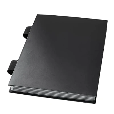 Abbildung von VELOFLEX 4446781 Fächermappe DIN A4, aus Karton, 6 Fächer ohne Taben, mit Gummizugverschluss, schwarz, Dokumentenmappe
