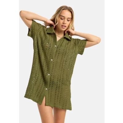 Abbildung von Roxy Chasin Sunset Blusenkleid, Damen, Größe: Small, Loden green
