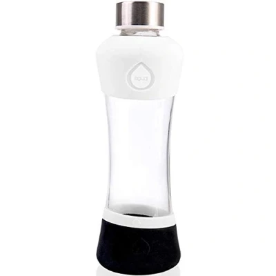 Abbildung von EQUA Active Tangerine Trinkflasche 0,5L Glasflasche 550 ml mit Silikonhülle Wasserflasche aus Borosilikatglas Sportflasche Glas Designflasche