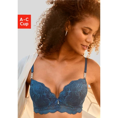 Abbildung von LASCANA Push up BH, mit extravaganten Strasselementen an den Trägern, Dessous