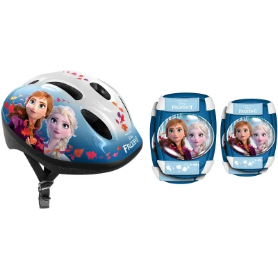 Abbildung von Stamp Mädchen Frozen 2 Helmet + Elbow and Knee Pads HELM ELLBOGEN KNIE SCHUTZ, Blau, Einheitsgröße EU