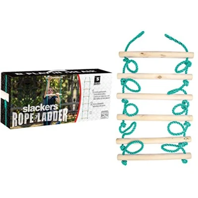 Abbildung von Slackers USA Strickleiter, zusätzliches Tool für die Ninja Line, Schaukel, Klettergerüst, Baumklettern, über 2,5 Meter lang, 6 hochwertige Holzsprossen 38cm breit, 980021