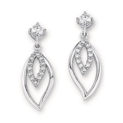 Abbildung von Amor Ohrhänger 925 Sterling Silber Damen Ohrschmuck, mit Zirkonia synth., 2,8 cm, Silber, Kommt in Schmuck Geschenk Box, 2016421