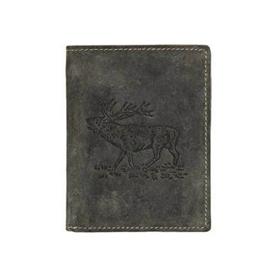 Abbildung von Greenburry Vintage Geldbörse Leder Portemonnaie Hirschmotiv grün Hochformat