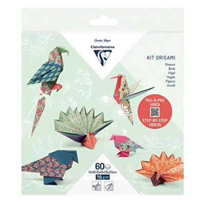 Abbildung von Clairefontaine 95382C Origami Set mit 60 Blatt 10x10cm 15x15cm 20x20cm 70g, Vögel, 1