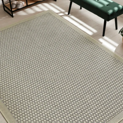 Abbildung von andiamo In und Outdoor Teppich wetterfest Savannah Wohnzimmer im schlichten Design auch einsetzbar als Küchenteppich, Balkon oder Schlafzimmer, 57 x 110 cm Hellbraun