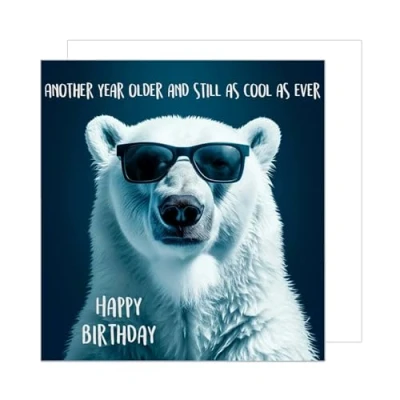 Abbildung von Edition Seidel Premium quadratische Geburtstagskarte mit Umschlag. Glückwunschkarte Happy Birthday Billet Tier Karte coolem Spruch Mann Frau Eisbär Sonnenbrille Humor Lustig (GQ179 SW024)