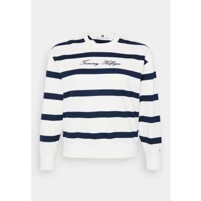 Abbildung von Tommy Hilfiger Curve Script Langarmshirt Ivory/dark night navy, Damen, Größe: 46, navy