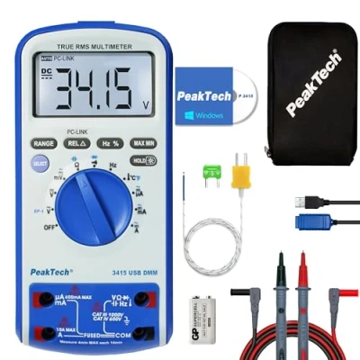 Abbildung von PeakTech P 3415 TRUE RMS Digital Multimeter 6000 Counts mit USB, Durchgangsprüfer, Temperatur und Autorange CAT III 1000V/ IV 600V