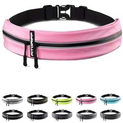 Abbildung von Fitgriff® Laufgürtel für Handy Lauftasche Jogging, Hüfttasche, Sportgürtel, Running Belt zum Joggen, Laufen, Sport, Fitness passend alle Smartphones (Pink, 62 90cm Bauchumfang)