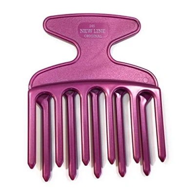 Abbildung von Hercules Sägemann 245 Profi Fingerstyler Afro Pick Flieder metallic 11 Zähne 5/6 im Versatz 4 Zoll grob Lockenkamm New Line Original