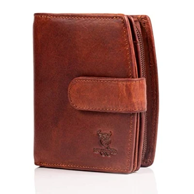 Abbildung von MATADOR Valencia Leder Geldbörse Damen Mittelgroß mit edler Geschenk Box Portemonnaie Portmonee RFID Geldbeutel Vintage Braun