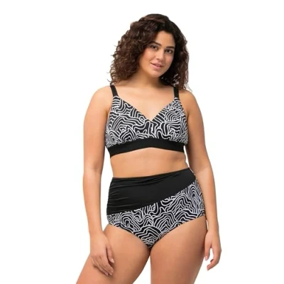 Abbildung von Ulla Popken Damen große Größen Übergrößen Plus Size Bikini, Zweiteiler, Linien, Softcups, verstellbare Träger