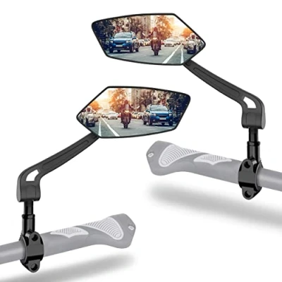 Abbildung von Xcelenze Fahrradspiegel extra große Spiegelfläche schlagfestes Echtglas für Lenker ebike Rückspiegel Fahrrad Spiegel e bike Fahrradrückspiegel klappbar (links + rechts)