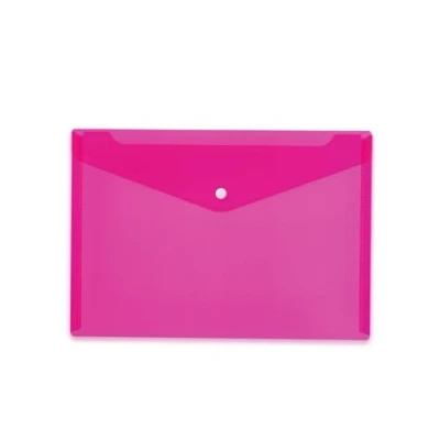 Abbildung von HERMA 20075 Dokumententasche A4 Transparent Pink Rosa, 5 Stück, kleine Sichttaschen Umschlag mit Druckknopf, Briefumschlag aus Plastik für Schule, Uni, Büro, Reise