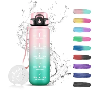 Abbildung von Trinkflasche, 500ml Trinkflasche Kinder, für Kohlensäurehaltige Getränke mit Filter, Uhrzeit, Kann Dir Tragen, Sporttrinkflasche Schule, Fitness, Camping, Yoga