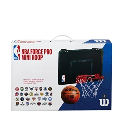 Abbildung von Wilson MINI Basketballkorb NBA FORGE PRO HOOP, Inkl. Sticker aller Teams, 46 x 28 cm Brettgröße, Schwarz