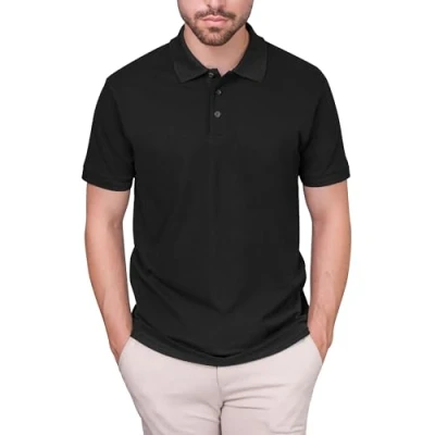 Abbildung von HRM Herren Luxury Polo, schwarz, Gr. S I Premium Polo Shirt aus 100% Baumwolle Basic Polohemd bis 60C farbecht waschbar Hochwertige &amp; nachhaltige Bekleidung