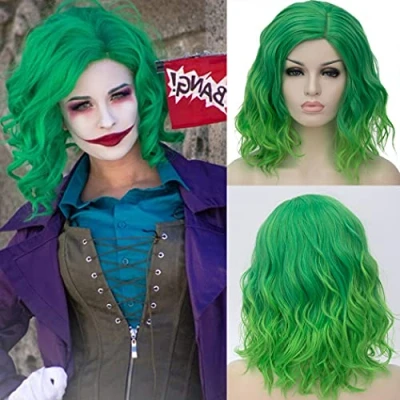 Abbildung von ATAYOU Damen Kurze Grün Cosplay Perücke GrüneBob Perücken Für Frauen St Particks Tag Fastnacht Fasching Halloween Kostüm (Grün)