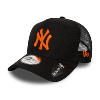 Abbildung von New Era York Yankees MLB Diamond Black Neon Orange A Frame Adjustable Trucker Cap One Size