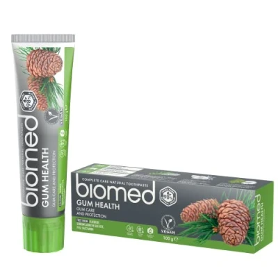 Abbildung von BIOMED Gum Health Zahnpasta für gesundes Zahnfleisch fluoridfreie und 98% natürliche Whitening Zahncreme in einer 100g Packung