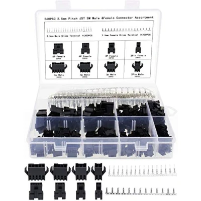Abbildung von Aussel 2,5mm Pitch 2 3 4 5 Pin JST SM Stecker und Gehäuse Adapter Sortiment Kit 560 Stück(560PCS)