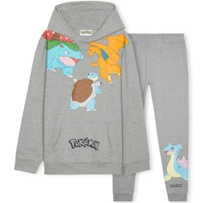 Abbildung von Pokemon Jungen Trainingsanzug Set, bequemer Jogginganzug mit Pullover &amp; Hose (Grau, 11 12 Jahre)