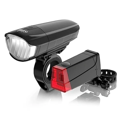 Abbildung von DANSI Fahrradleuchten Set StVZO I LED Fahrradlicht Rad Licht hell vorne + hinten Fahrradbeleuchtung umschaltbar 15 100 Lux Rücklicht &amp; Frontleuchte Regenfest Fahrradlampe bike light
