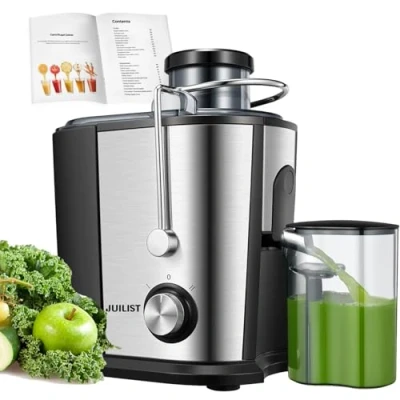 Abbildung von Juilist Entsafter Gemüse und Obst, 600W Juicer mit Großer Einfüllschacht (65 mm), 2 Geschwindigkeitsstufen, Anti Tropf System &amp; Rutsch Füße, Leicht zu bedienen reinigen