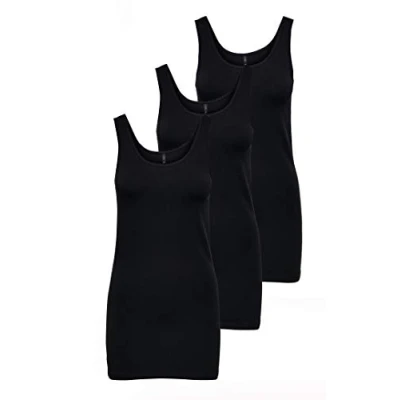 Abbildung von ONLY Damen Onllive Love Long Tank TOP JRS 3 PA, Black/+ 2 Black, XL