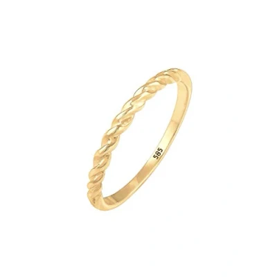 Abbildung von Elli PREMIUM Ring Damen Bandring Basic Geo Twisted Gedreht in 585 Gelbgold