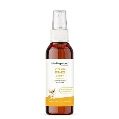 Abbildung von kindgesund Vitamin D3+K2 Spray für Kinder I Vegan 182 Sprühstöße bis zu 6 Monate 560 IE D3 &amp; 23 µg K2 pro Sprühstoß