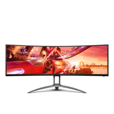 Abbildung von AOC Agon 493UCX2 49 Zoll DQHD Curved Gaming Monitor, 165 Hz, 1 ms, HDR400, FreeSync Premium Pro (5120x1440, HDMI, DisplayPort, USB C, Hub) schwarz/rot
