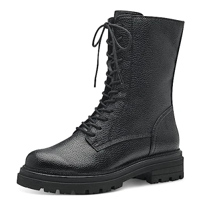 Abbildung von MARCO TOZZI Damen Schnürstiefel ohne Absatz aus Kunstleder Flach, Schwarz (Black), 37