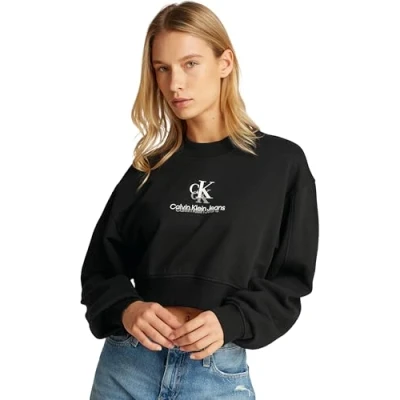 Abbildung von Calvin Klein Jeans Shadow Graphic Crewneck Sweatshirt, Damen, Größe: Medium, Black