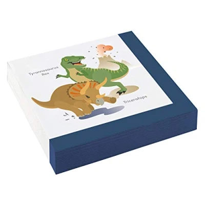 Abbildung von 20 Servietten * FRÖHLICHE Dinos für Kindergeburtstag und Motto Party T Rex Triceratops Dino Dinosaurier Urzeit Echsen Kinder Geburtstag Mottoparty Napkins Einweg