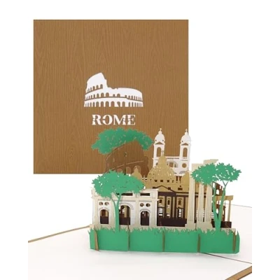 Abbildung von 3D Pop Up Karte „Rom Panorama“ als Souvenir, Gutschein, Einladungskarte, Geburtstagskarte, Einladung und Reisegutschein