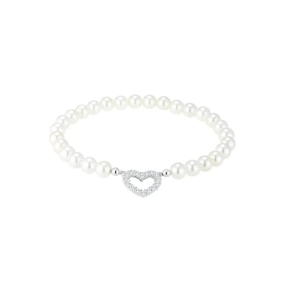 Abbildung von Elli Armband Damen Herz mit Zirkonia Kristalle Muschelkernperle in 925 Sterling Silber
