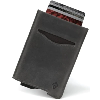 Abbildung von AKIELO Geldbörse mit RFID Schutz und Geschenkbox Stylisches Leder Herren Geldbeutel Kontaktloser Kreditkartenschutz Wallet (Alpha Schiefergraue Ausgabe)