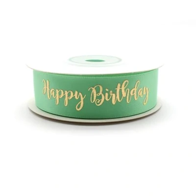 Abbildung von OMISS Grünes Band (Green Mint) mit goldener Schrift Happy Birthday Dekoration für Geburtstag (grün)