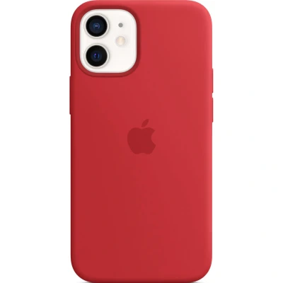 Abbildung von Apple iPhone 12 Mini Hülle MagSafe Silikon Original Soft Case/Backcover Handyhülle Rot