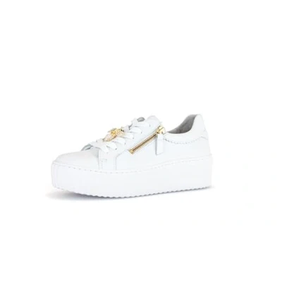 Abbildung von Gabor Damen Low Top Sneaker, Frauen Halbschuhe,Best Fitting,Freizeit,sportlich,straßenschuhe,Strassenschuhe,Weiss (Gold),37 EU / 4 UK