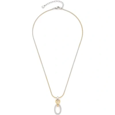Abbildung von Leonardo Jewels Halskette Lena, Kette aus Edelstahl, bicolor Rundanker in gold und silber, mit Zirkonia Steinchen besetzter Anhänger, 42 47 Länge, Damen Schmuck, 023402